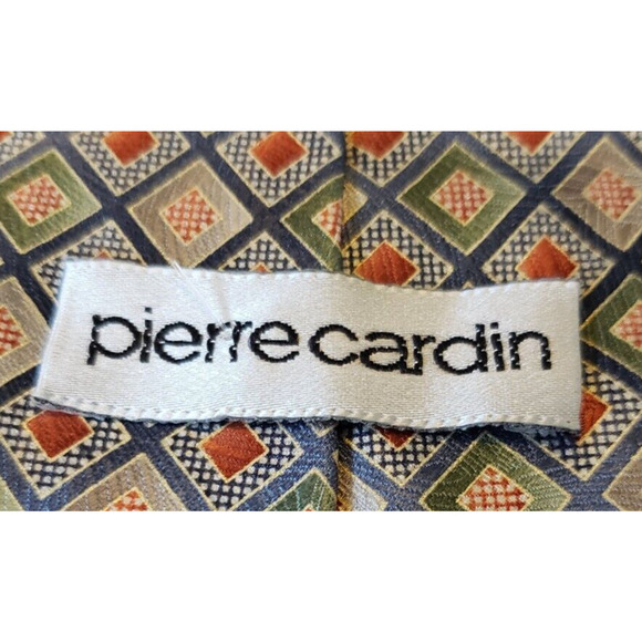 Pierre Cardin 100% Silk Men’s Neck Tie Diamond Geometric Pattern Blue Red Green - Picture 3 of 7